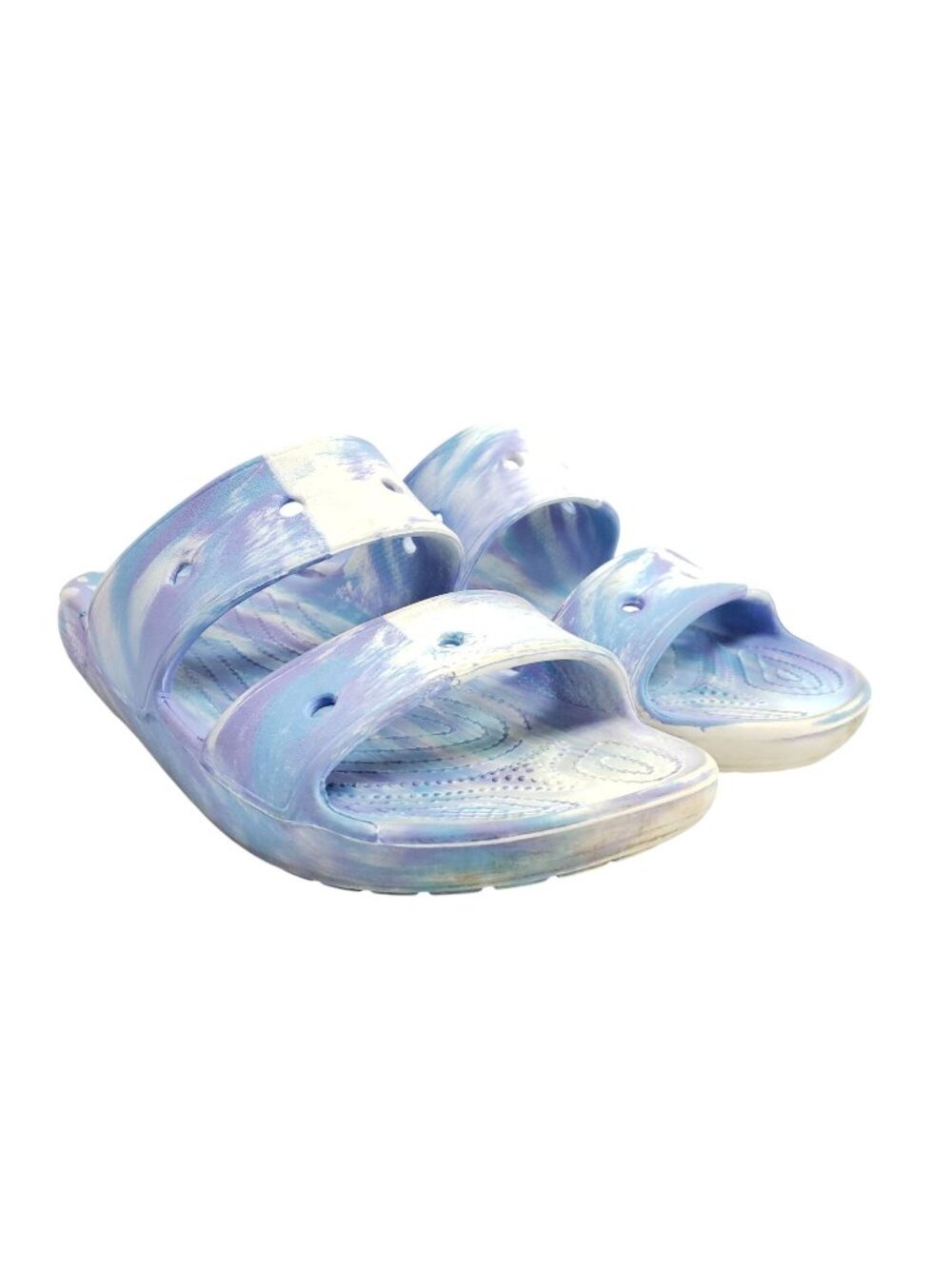Crocs Womens 12 Tie-Dye Slide Sandals Blue & White